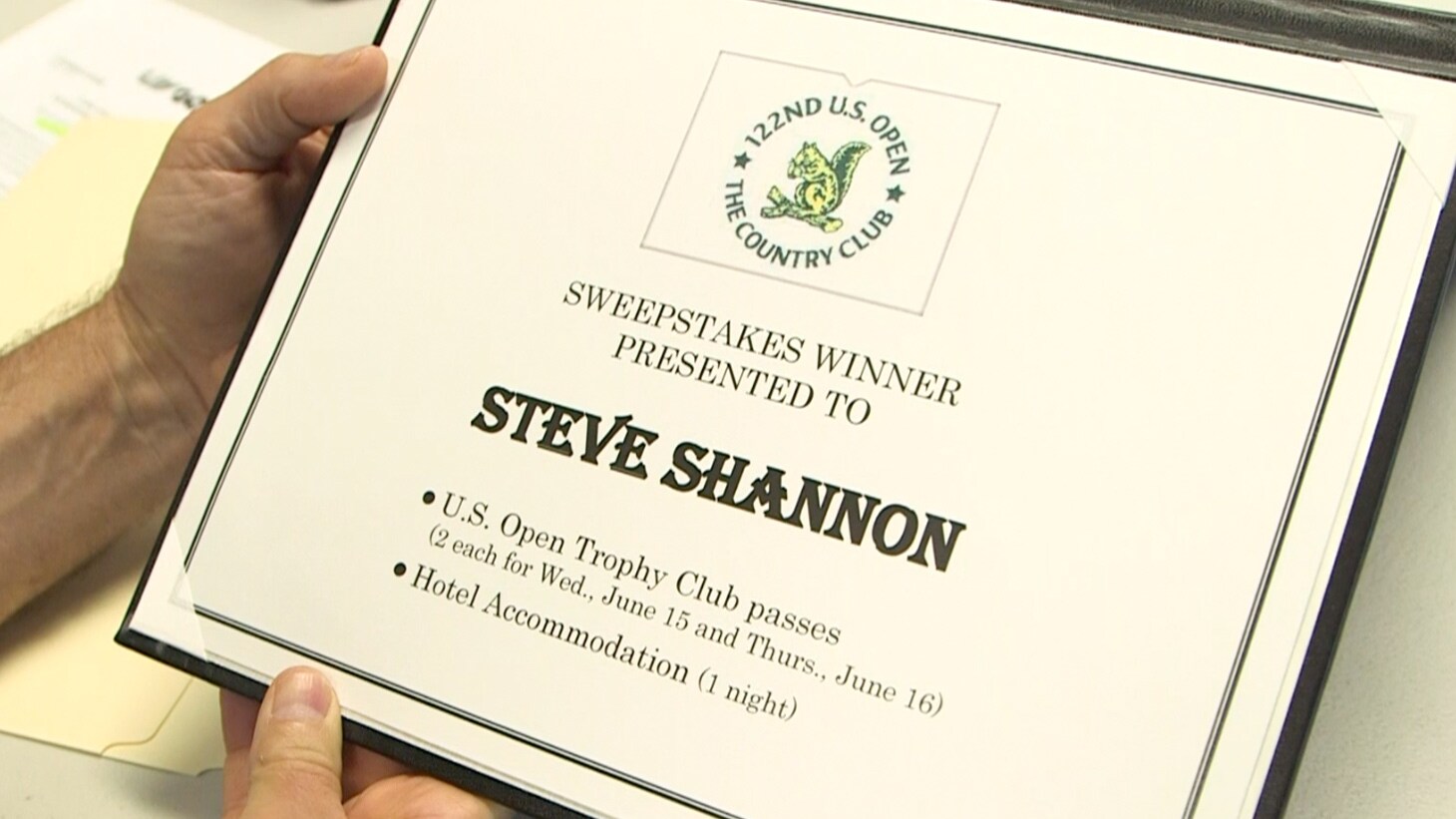 ...which contained a certificate notifying Steve...