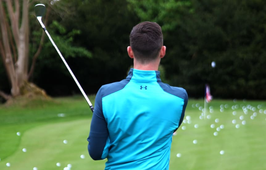 Ross Holmes fine tuning his wedge game with the...