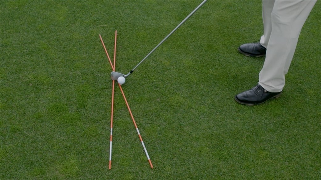 The proper setup and alignment in order to hit a fade (a shot that curves left-to-right for a right-handed golfer)